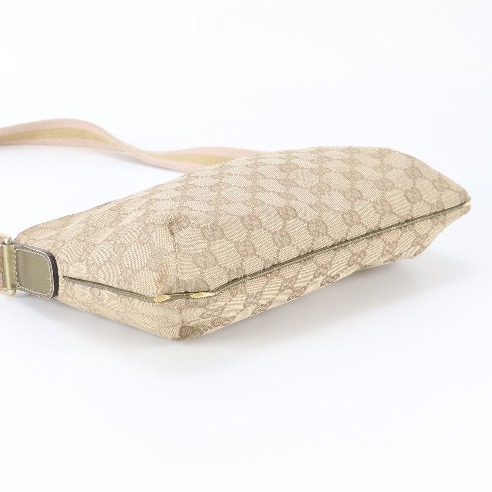 Gucci GG Canvas Leather Shoulder Bag Crossbody Beige — view 5