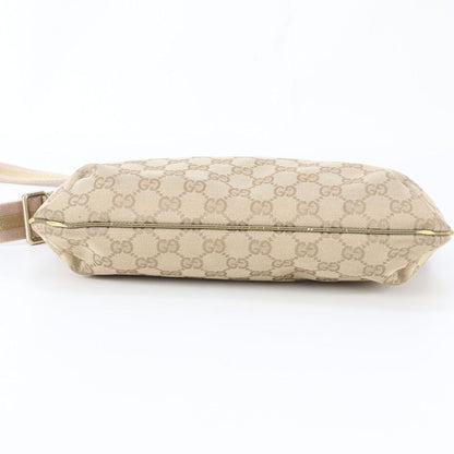 Gucci GG Canvas Leather Shoulder Bag Crossbody Beige — view 6