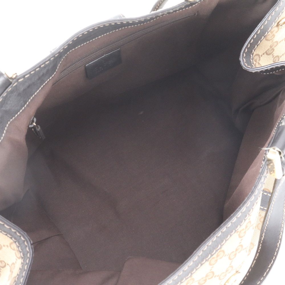 Gucci GG Canvas Sherry Line Leather Tote Shoulder Hand — view 7
