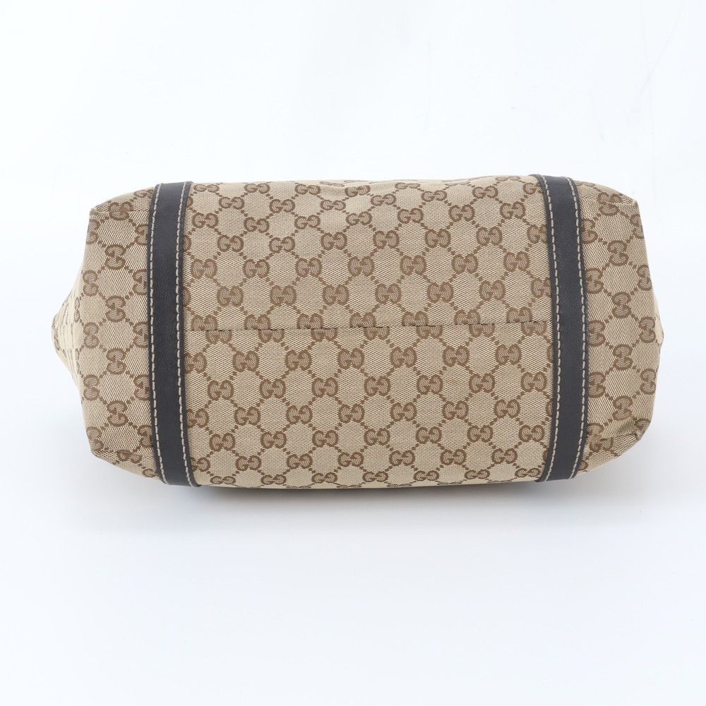Gucci GG Canvas Sherry Line Leather Tote Shoulder Hand — view 5