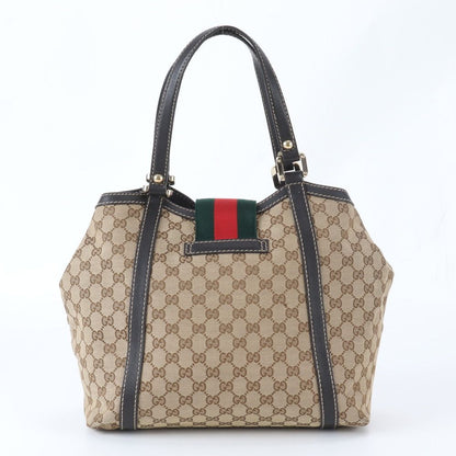 Gucci GG Canvas Sherry Line Leather Tote Shoulder Hand — view 3
