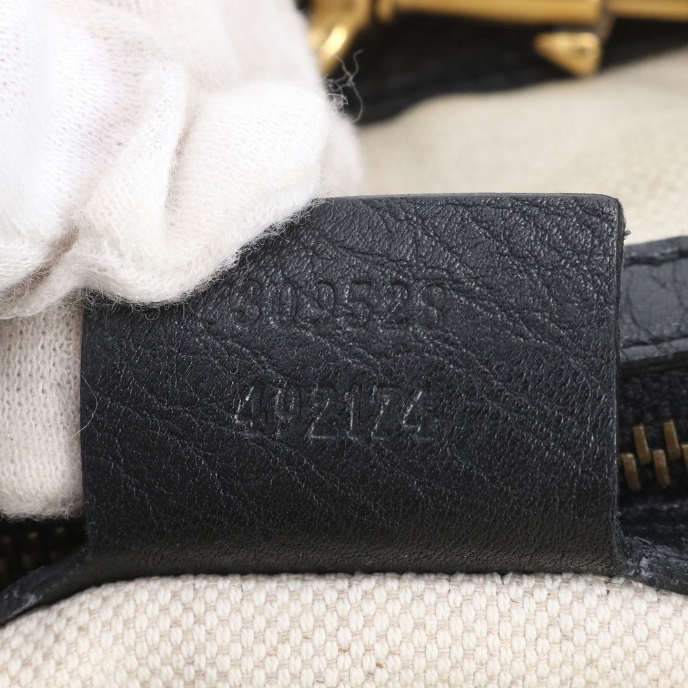 Gucci Interlocking Leather Tote Shoulder Hand Black — view 9