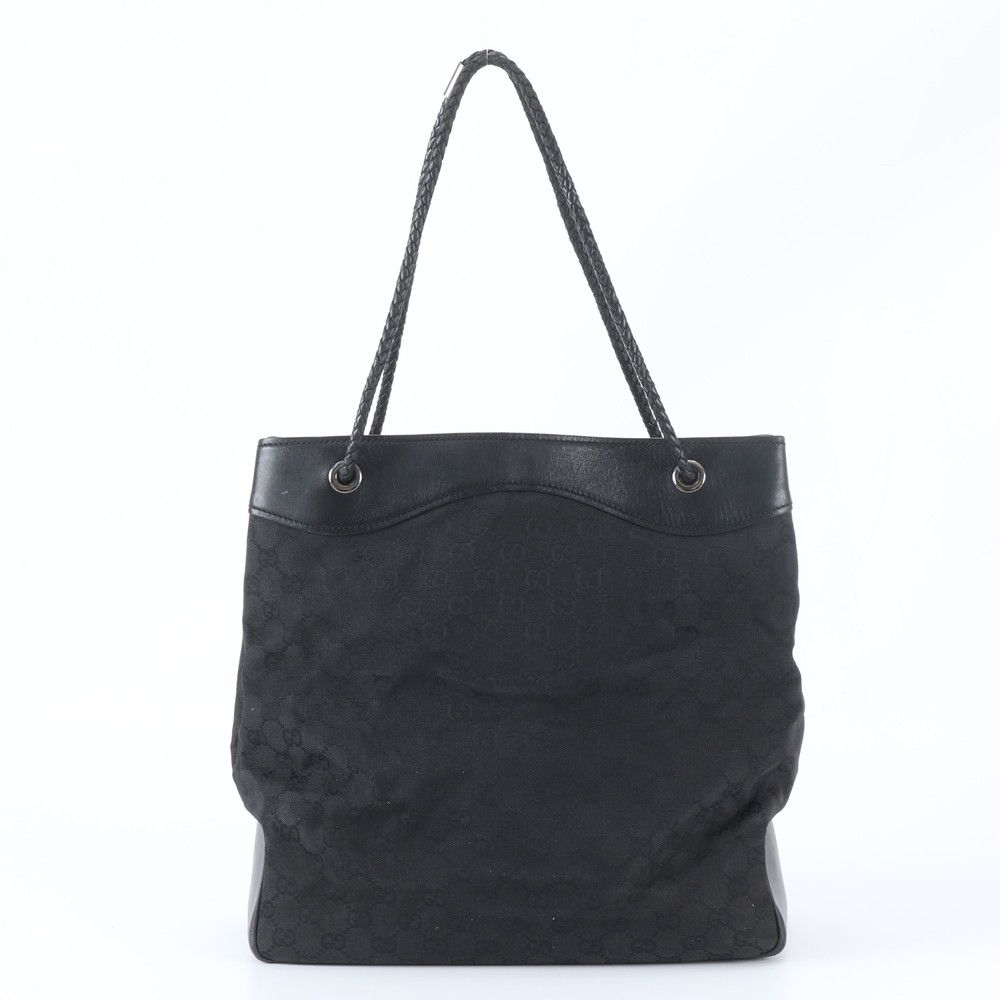 Gucci GG Canvas Leather Tote Shoulder Hand Black — view 3