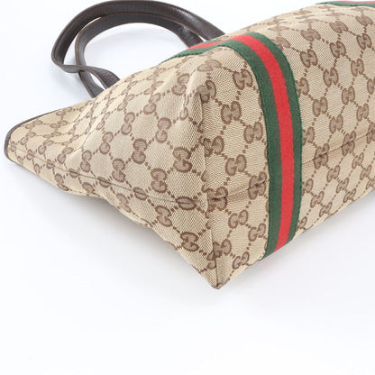 Gucci GG Canvas Sherry Line Leather Handbag Tote Brown — view 4