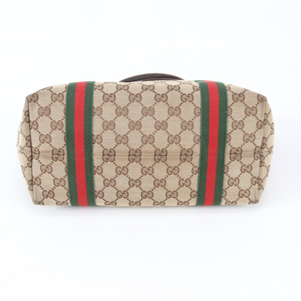 Gucci GG Canvas Sherry Line Leather Handbag Tote Brown — view 6