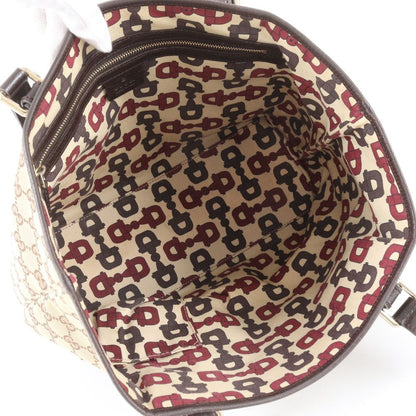 Gucci GG Canvas Sherry Line Leather Handbag Tote Brown — view 7