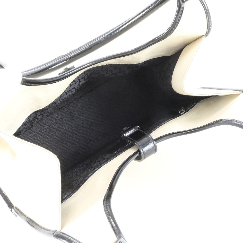 Gucci Jackie Leather Handbag Tote Black Beige — view 7