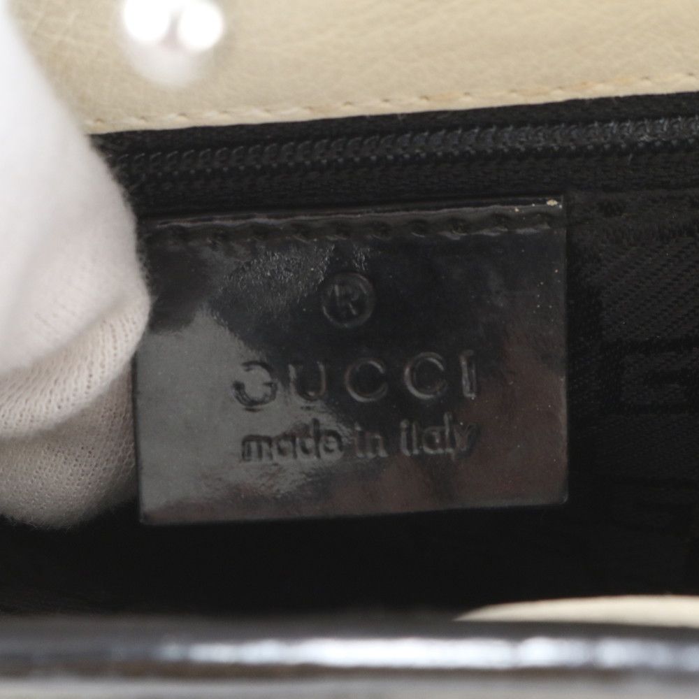 Gucci Jackie Leather Handbag Tote Black Beige — view 8