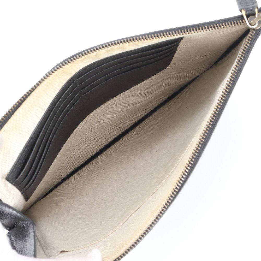 Gucci Bi Star Leather Clutch Pouch Business Black — view 6