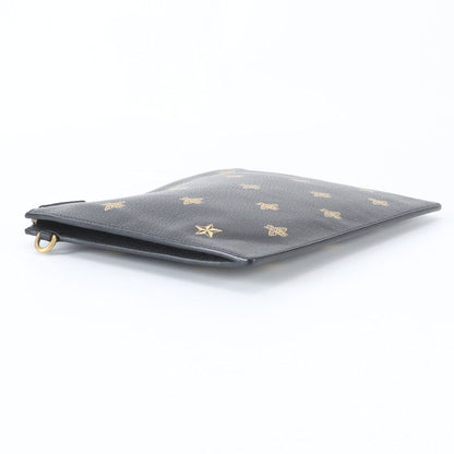 Gucci Bi Star Leather Clutch Pouch Business Black — view 4