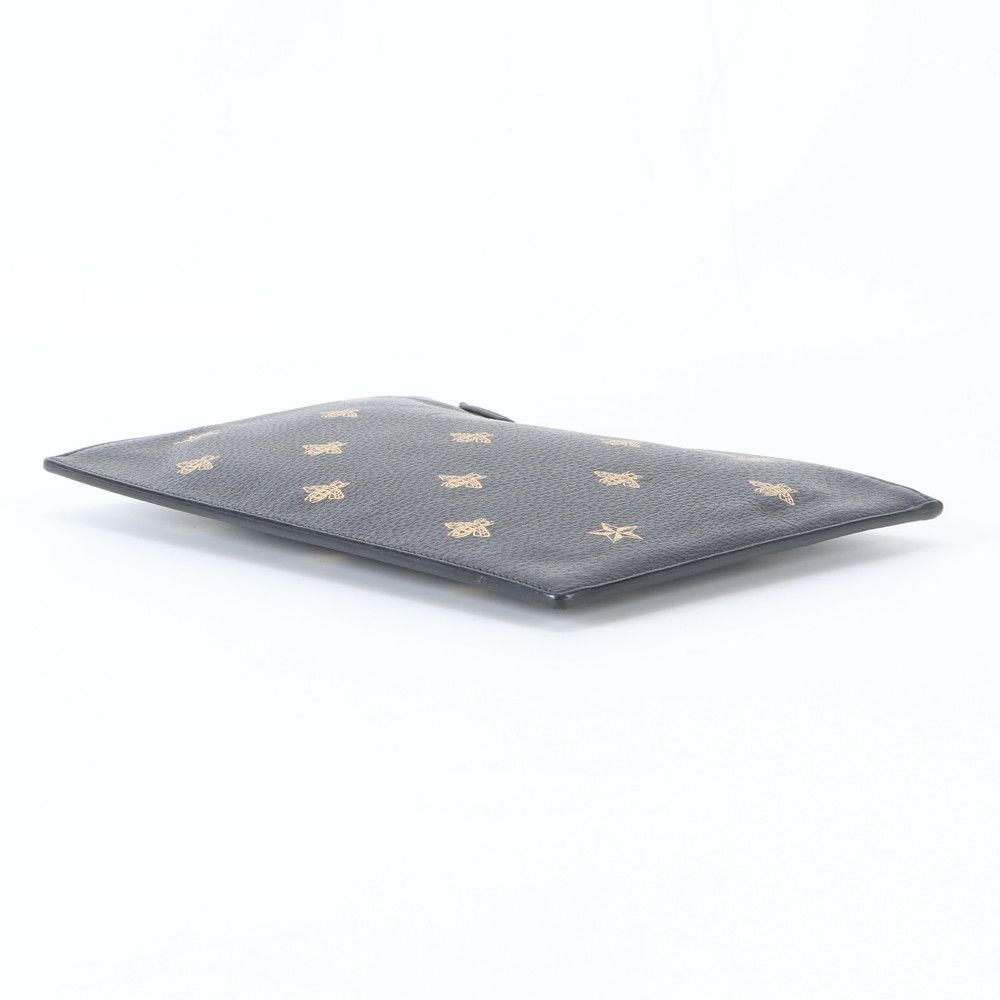 Gucci Bi Star Leather Clutch Pouch Business Black — view 3