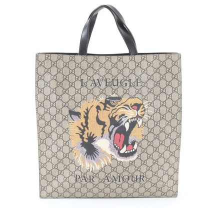 Gucci GG Supreme Tiger Print Leather Tote Shoulder Business