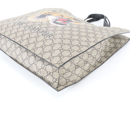 Gucci GG Supreme Tiger Print Leather Tote Shoulder Business — view 5