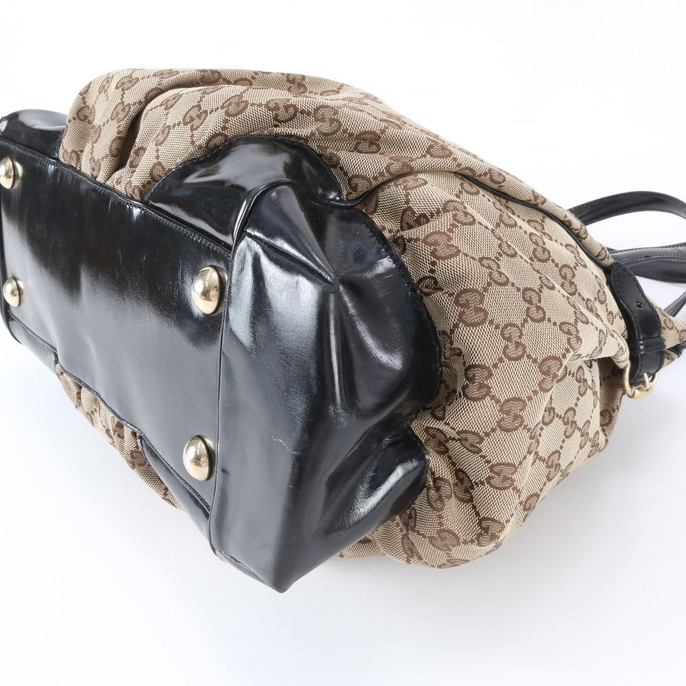 Gucci GG Canvas Leather Tote Shoulder Hand Brown — view 5