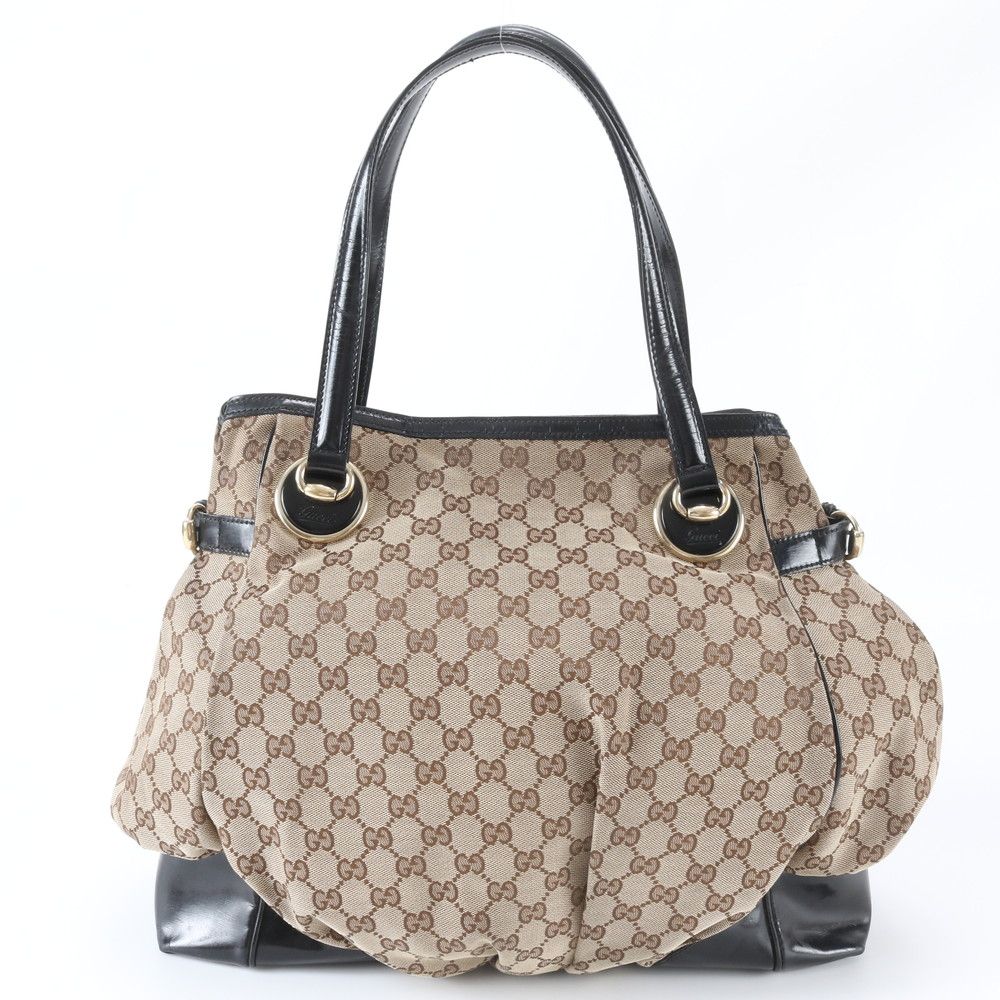 Gucci GG Canvas Leather Tote Shoulder Hand Brown — view 3