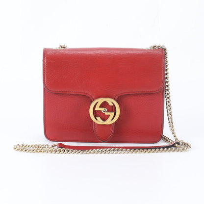 Gucci Interlocking Leather Chain Shoulder Bag Crossbody