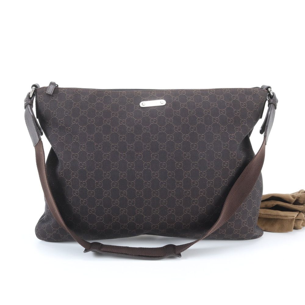 Gucci GG Canvas Leather Shoulder Bag Messenger Business Tote