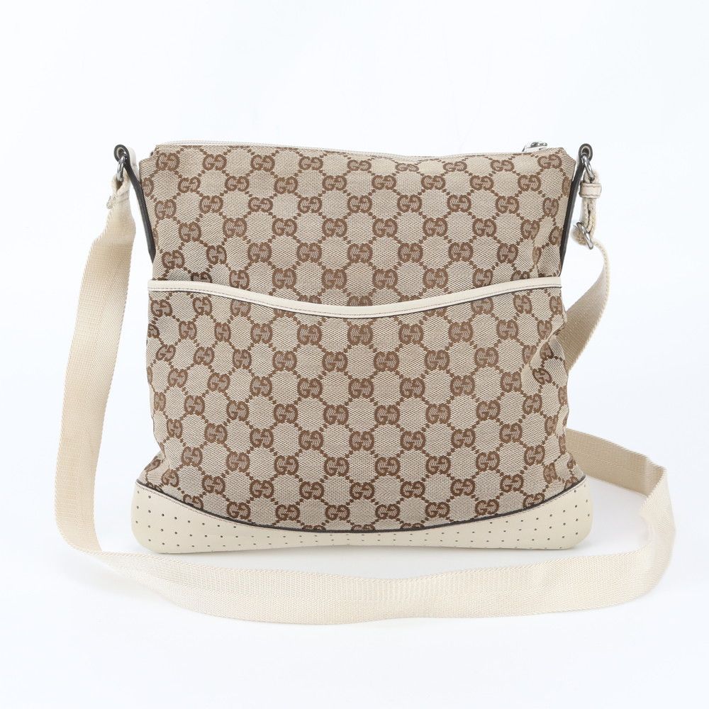 Gucci GG Canvas Leather Shoulder Bag Crossbody Hand Tote