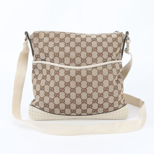 Gucci GG Canvas Leather Shoulder Bag Crossbody Hand Tote