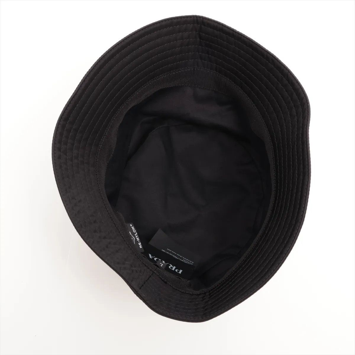 Prada Li Nylon Triangle Logo L Bucket Hat Black — view 3