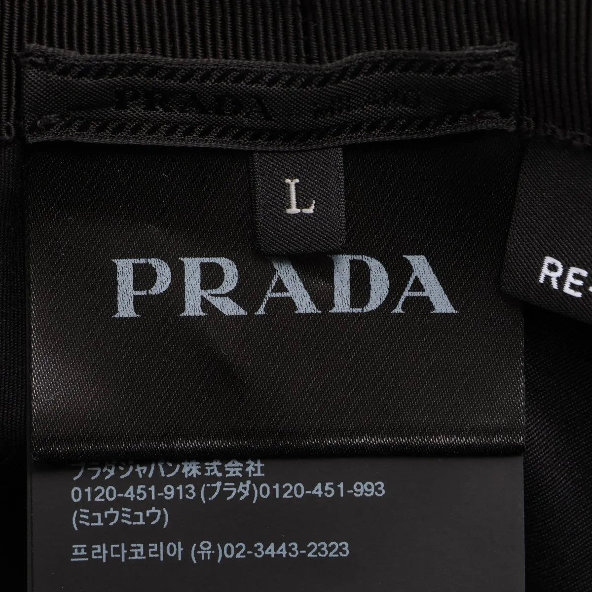 Prada Li Nylon Triangle Logo L Bucket Hat Black — view 4