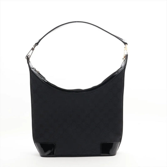 Gucci GG Canvas Leather Shoulder Bag Hand Black