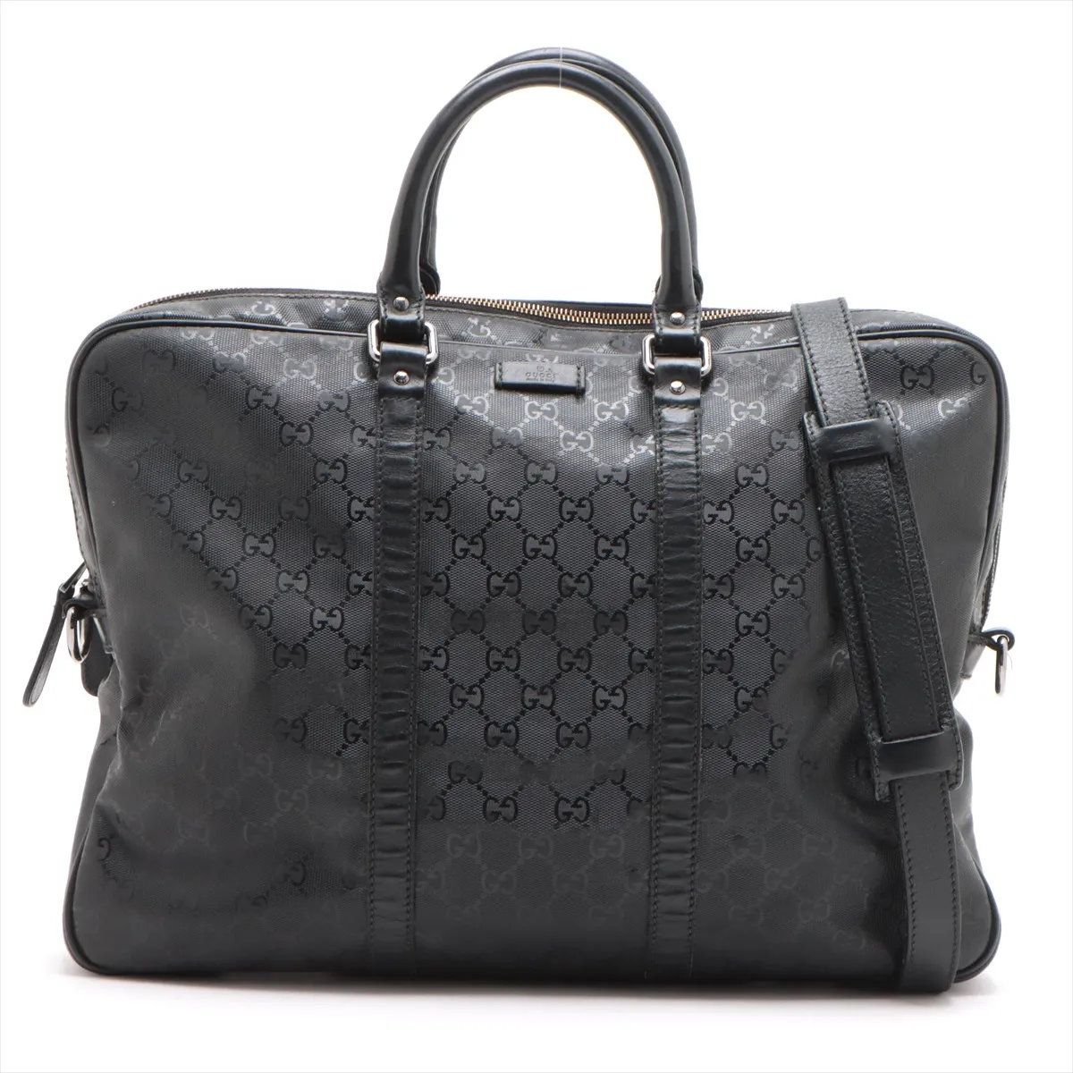 Gucci GG Supreme Leather 2-Way Business Crossbody Document Tote Black