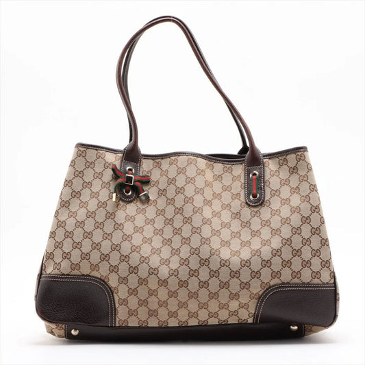 Gucci GG Canvas Prince Leather Tote Shoulder Hand
