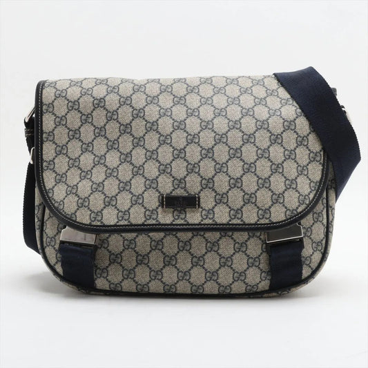 Gucci GG Supreme Leather Shoulder Bag Crossbody Messenger Navy