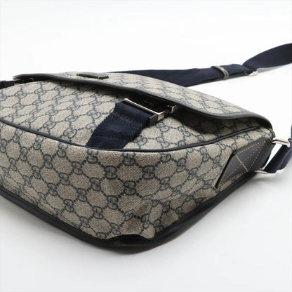 Gucci GG Supreme Leather Shoulder Bag Crossbody Messenger Navy — view 3