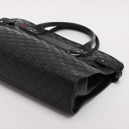 Gucci Guccissima Leather Business Document Briefcase Tote Black — view 3