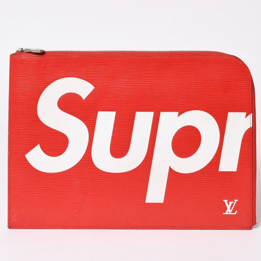 Louis Vuitton Supreme Pochette Jules GM Epi Red Silver Pouch