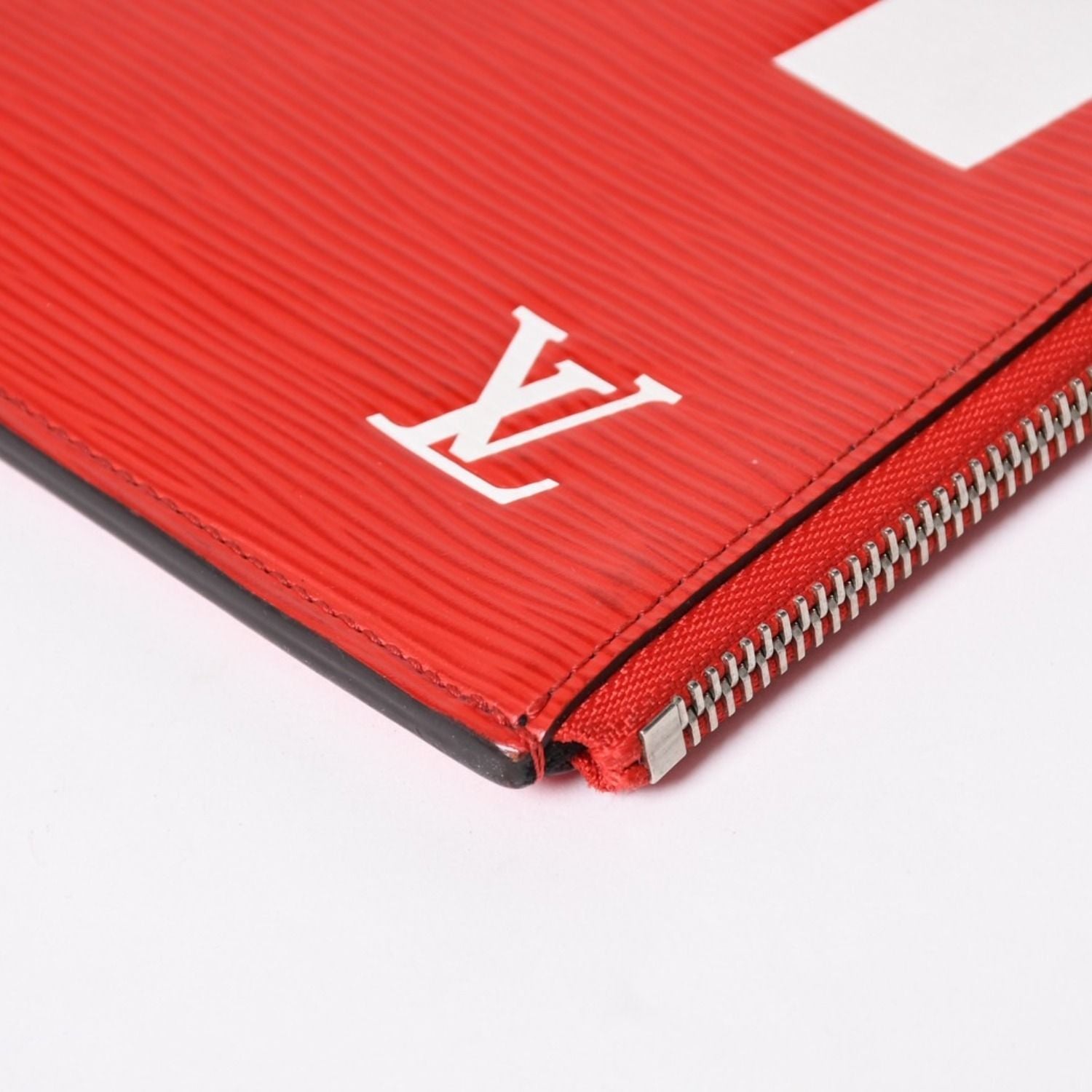 Louis Vuitton Supreme Pochette Jules GM Epi Red Silver Pouch — view 7