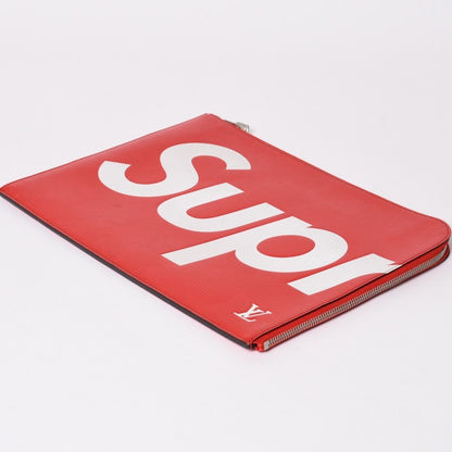 Louis Vuitton Supreme Pochette Jules GM Epi Red Silver Pouch — view 4
