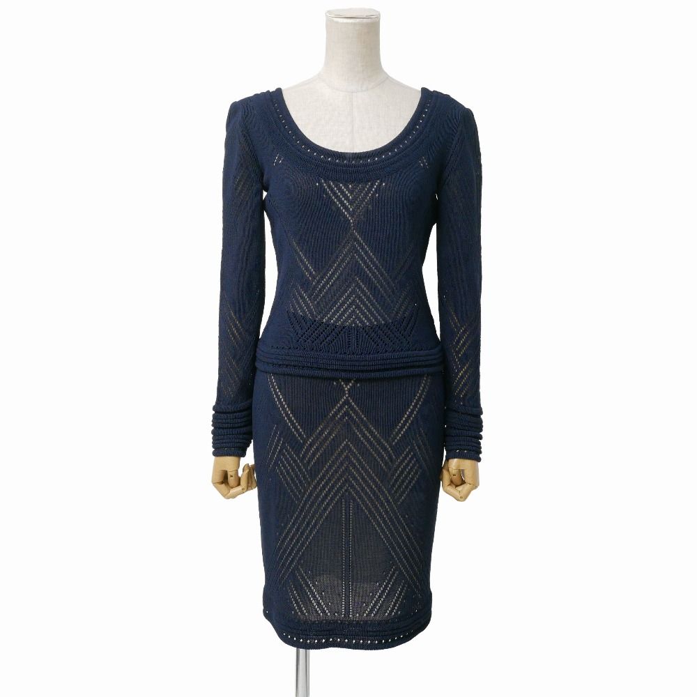 Celine Skirt Suit Top 36 38 Knit Openwork Tight