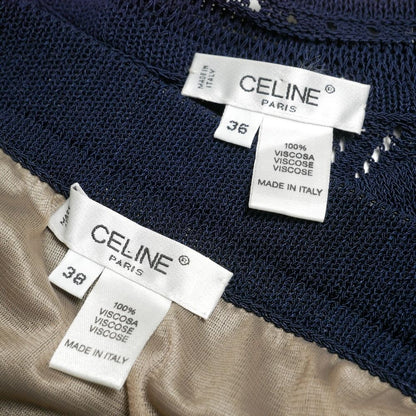 Celine Skirt Suit Top 36 38 Knit Openwork Tight — view 7
