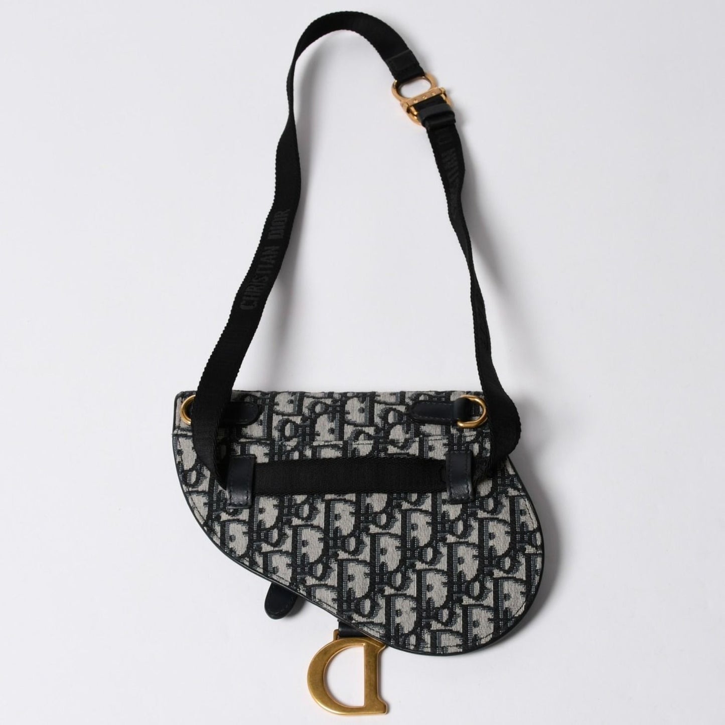Dior Waist Pouch Saddle Bag Trotter All Over Print Cotton Canvas Gold — view 2