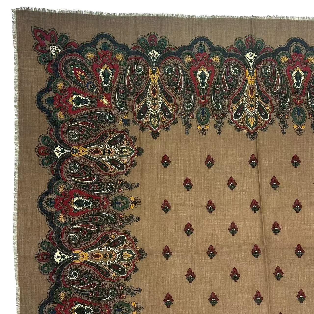 Dior Wool Extra Large Shawl Scarf Paisley Pattern Brown — view 2