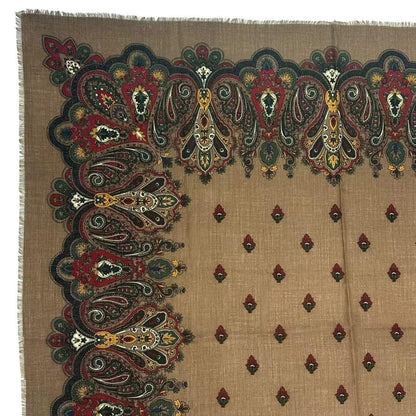 Dior Wool Extra Large Shawl Scarf Paisley Pattern Brown — view 2