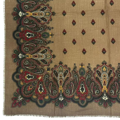 Dior Wool Extra Large Shawl Scarf Paisley Pattern Brown — view 5