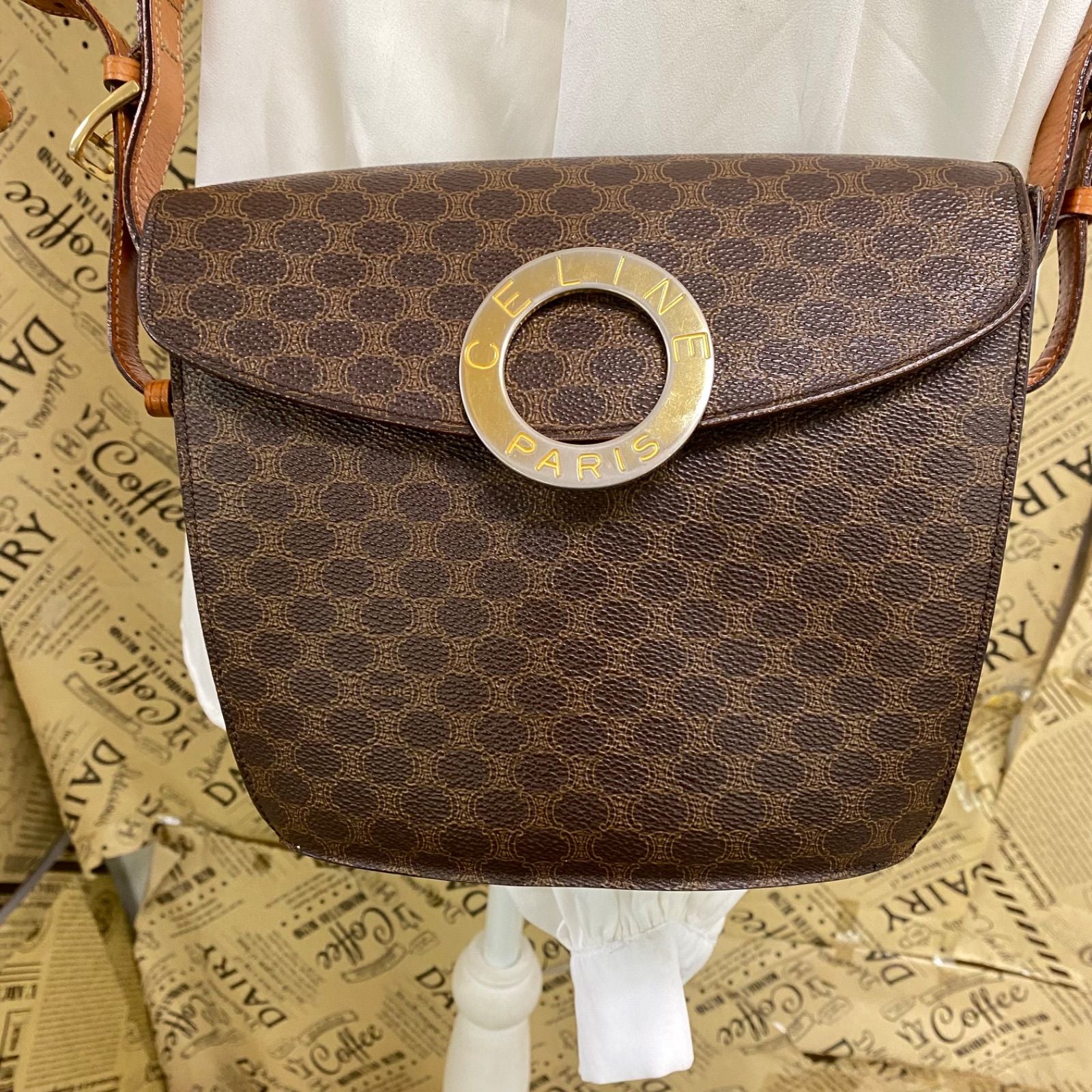 Celine Shoulder Bag Pochette Macadam Circle Logo Travel