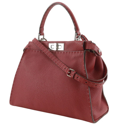 Fendi Peekaboo Selleria 2-Way Shoulder Leather Red Handbag — view 2