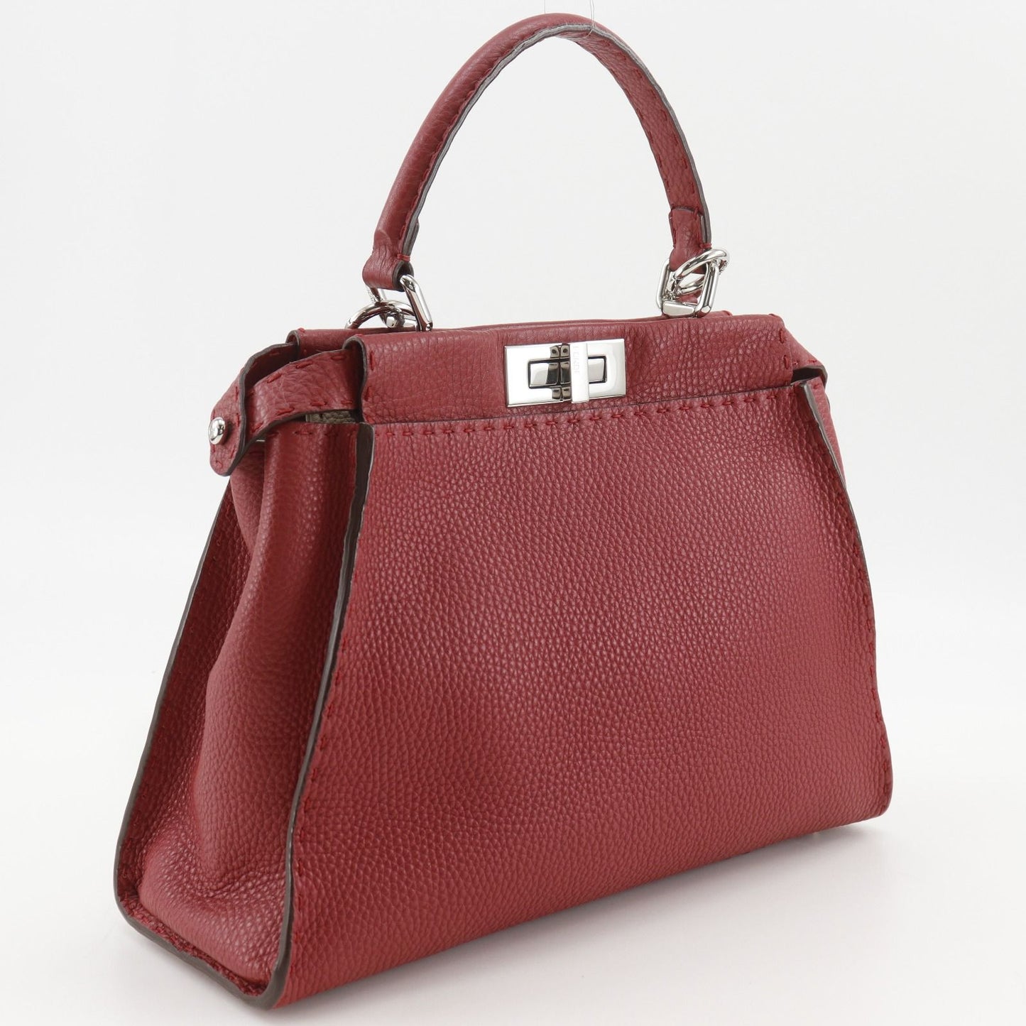 Fendi Peekaboo Selleria 2-Way Shoulder Leather Red Handbag — view 3