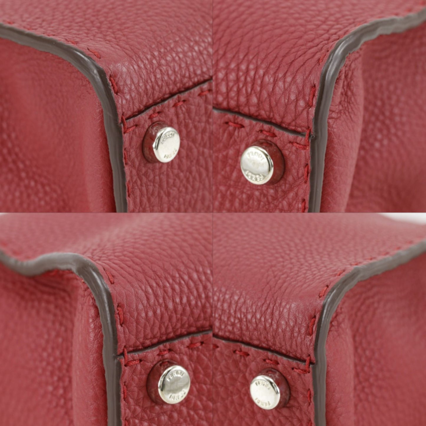 Fendi Peekaboo Selleria 2-Way Shoulder Leather Red Handbag — view 4
