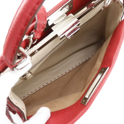 Fendi Peekaboo Selleria 2-Way Shoulder Leather Red Handbag — view 6