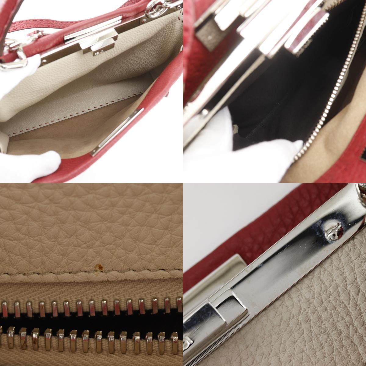 Fendi Peekaboo Selleria 2-Way Shoulder Leather Red Handbag — view 7