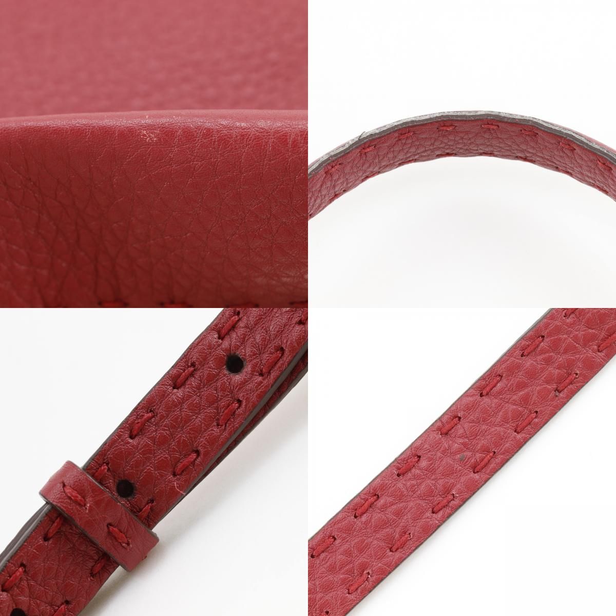Fendi Peekaboo Selleria 2-Way Shoulder Leather Red Handbag — view 8