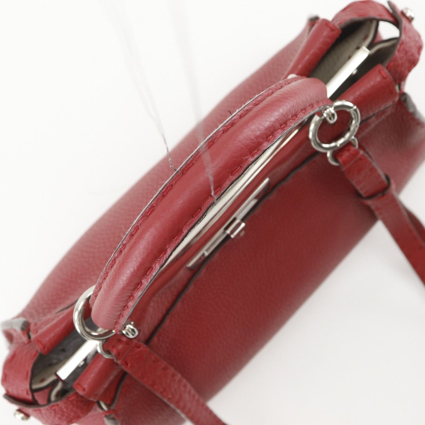 Fendi Peekaboo Selleria 2-Way Shoulder Leather Red Handbag — view 5