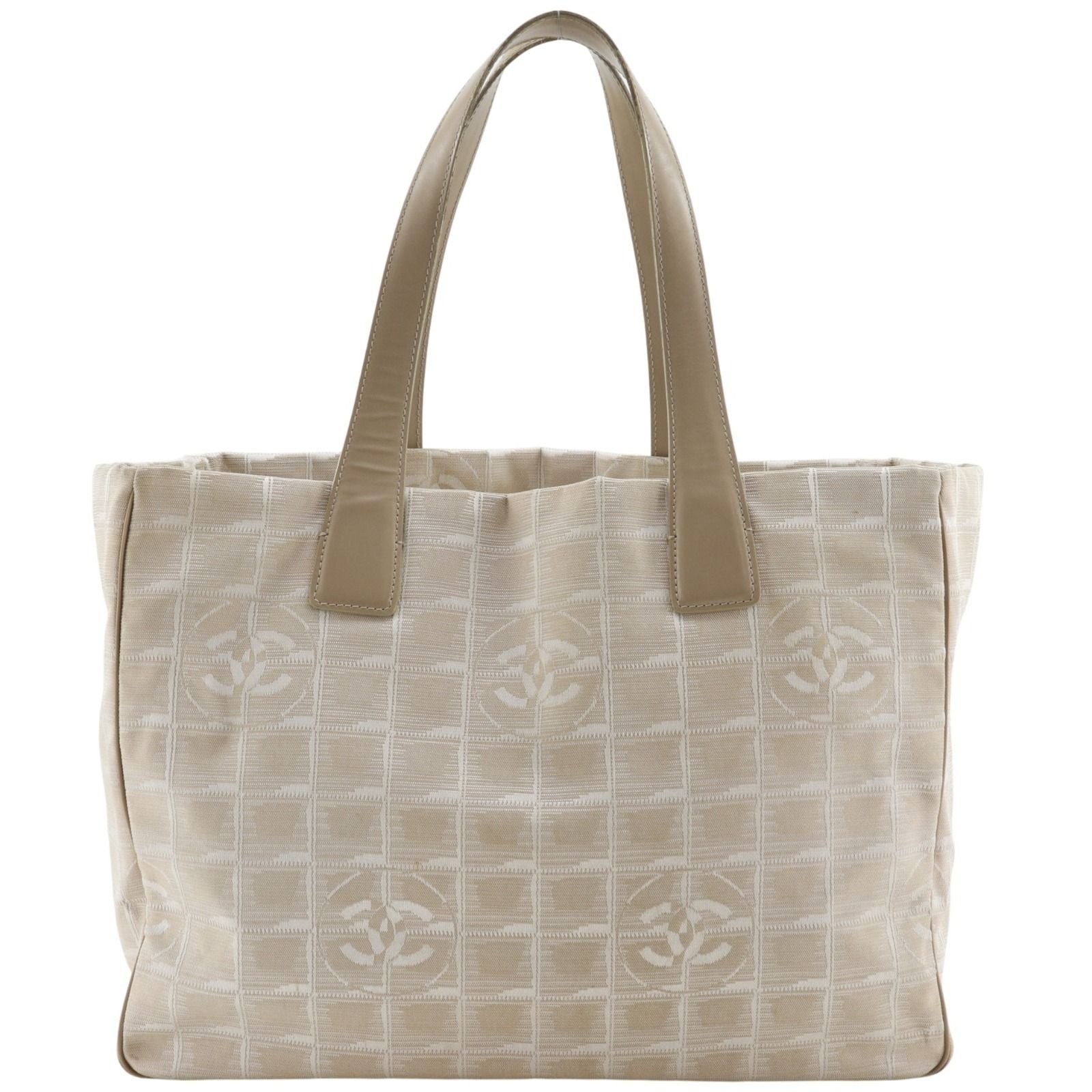 Chanel New Travel Line Tote MM Nylon Canvas Beige
