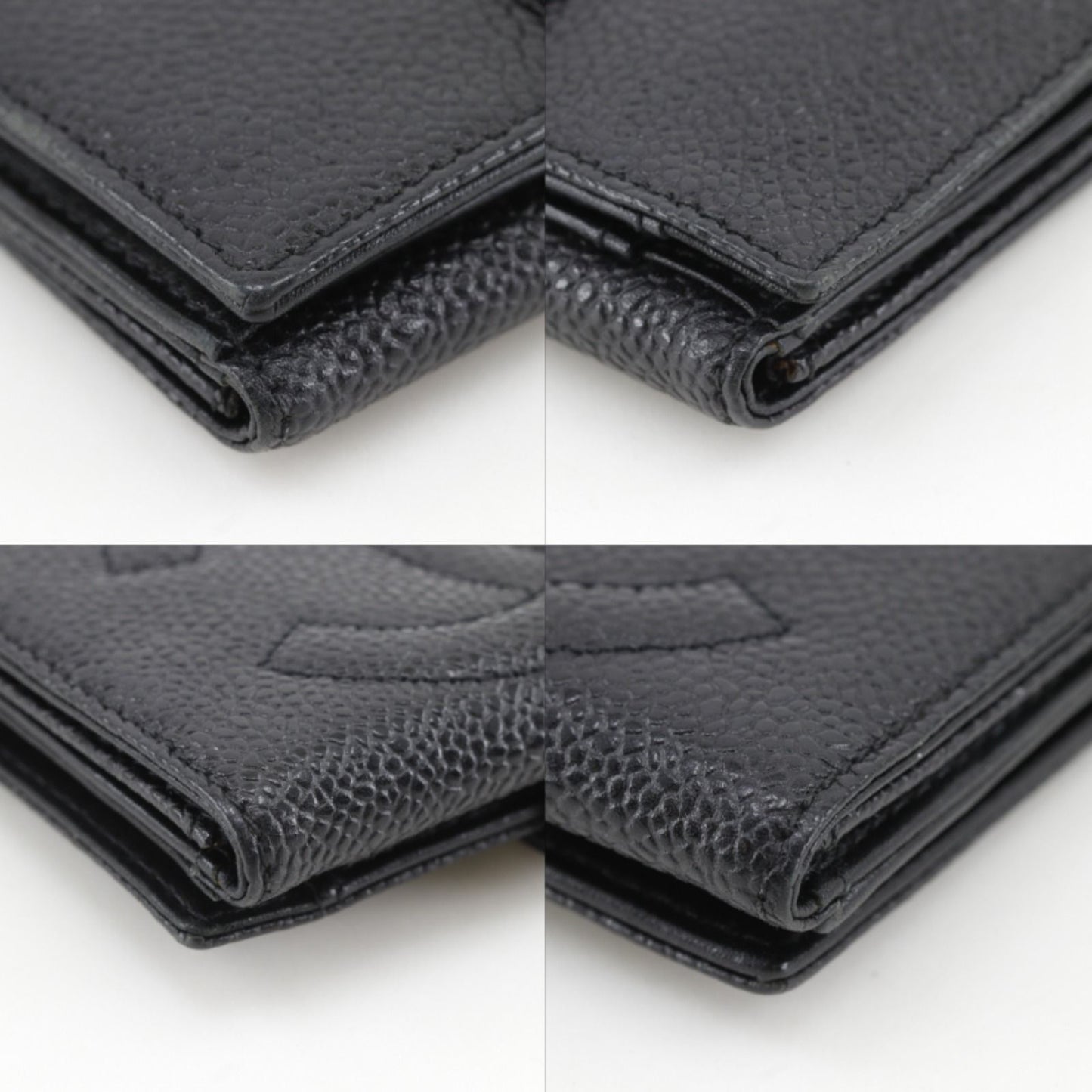 Chanel CC Logo Caviar Leather Black Bifold Wallet — view 4